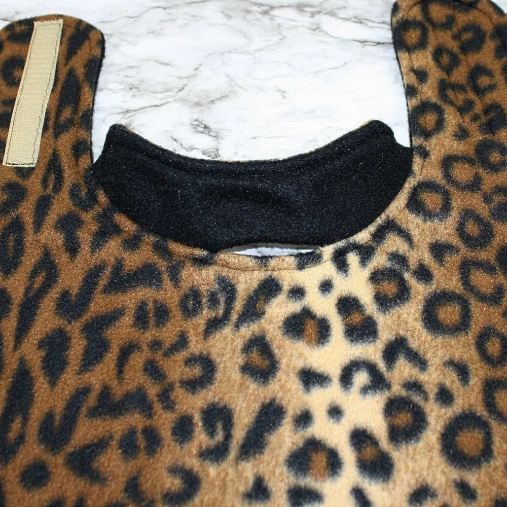 HAND CRAFTED Dog Coat Fleece Winter Reversible Leopard Animal Print S M L